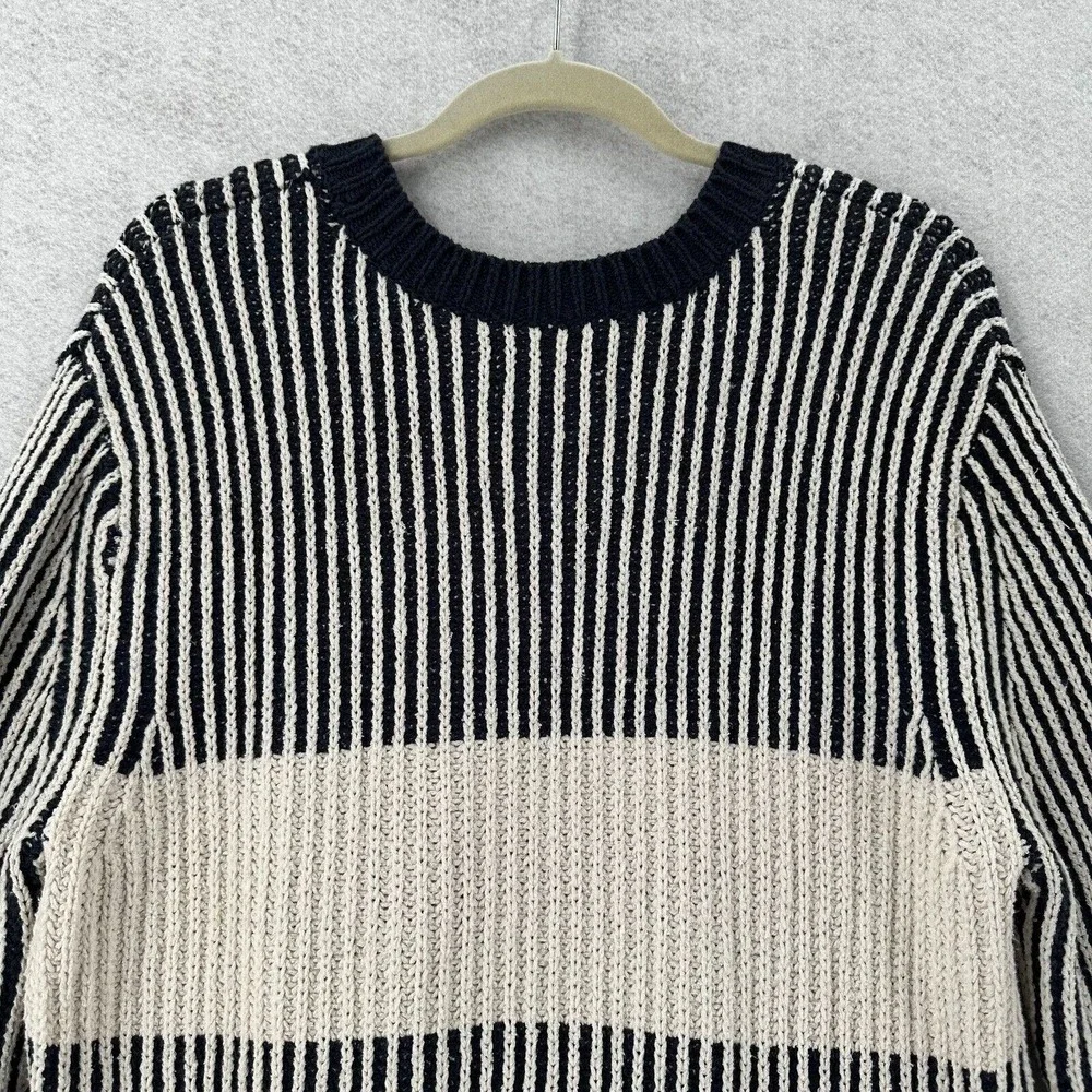 One x One Teaspoon Tunic Sweater Womens LARGE Blue Ivory Oversized‎ Striped - Picture 9 of 15